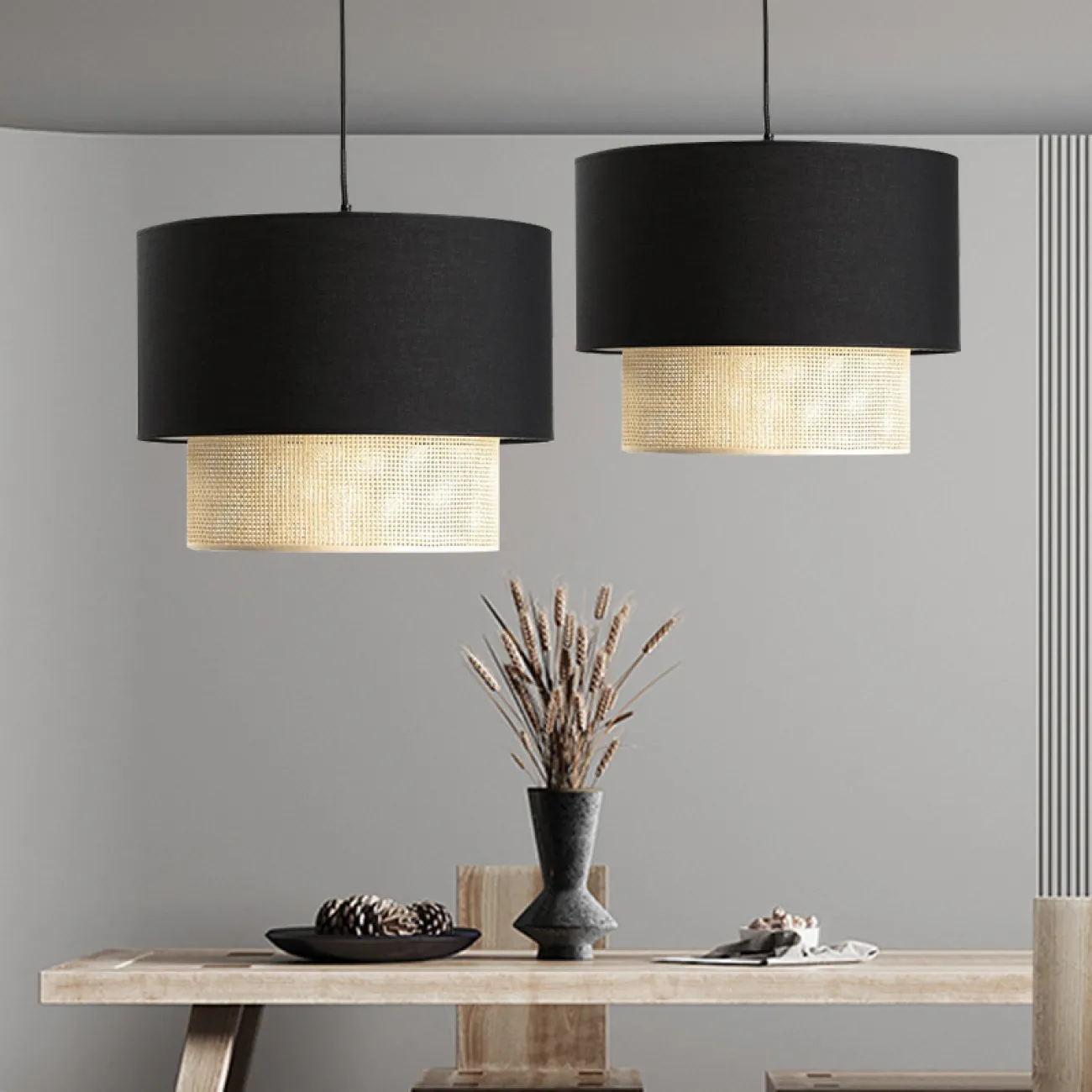 Подвесной светильник Ottar Wicker Black lampshade Подвесной светильник Ottar Wicker Black lampshade