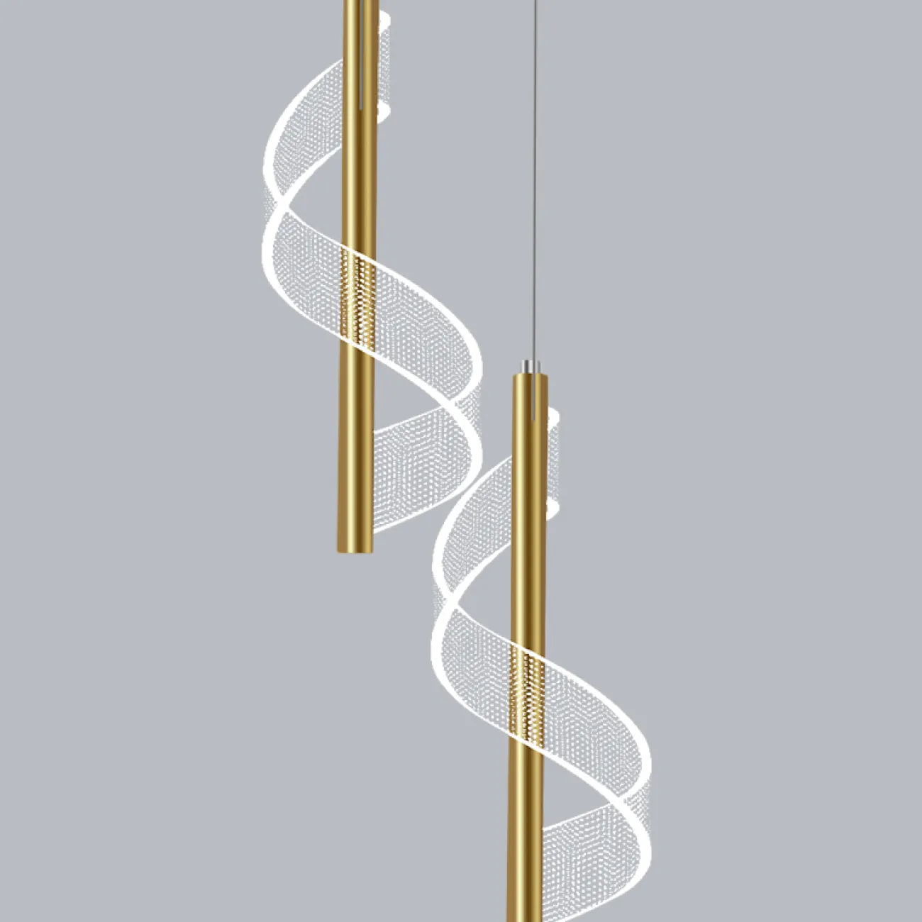 Готовая комбинация подвесных светодиодных светильников с двумя завитыми лентовидными плафонами с точечным паттерном ORNELLA DUO Black