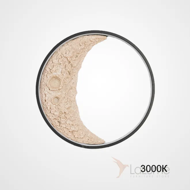 Настенный светодиодный светильник на кольцевом каркасе в виде убывающего месяца с рельефной поверхностью COSMOS WANING Луна D40 3000К