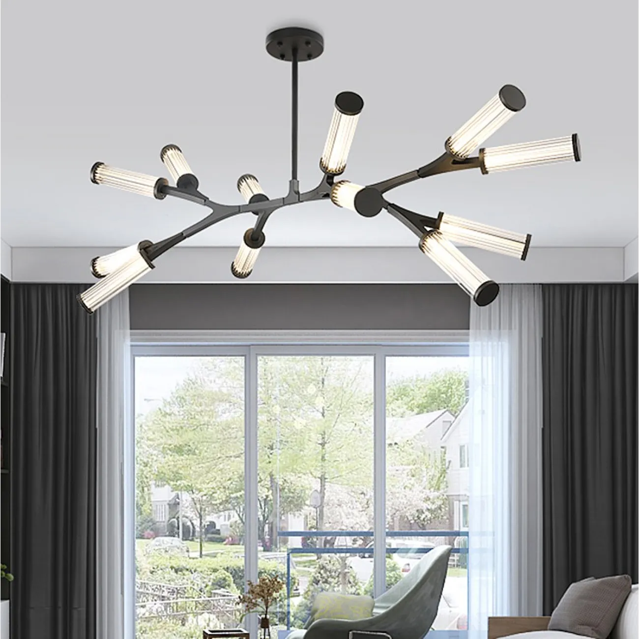 Люстра в стиле модерн с древовидным расположением поворотных плафонов RAMOSE