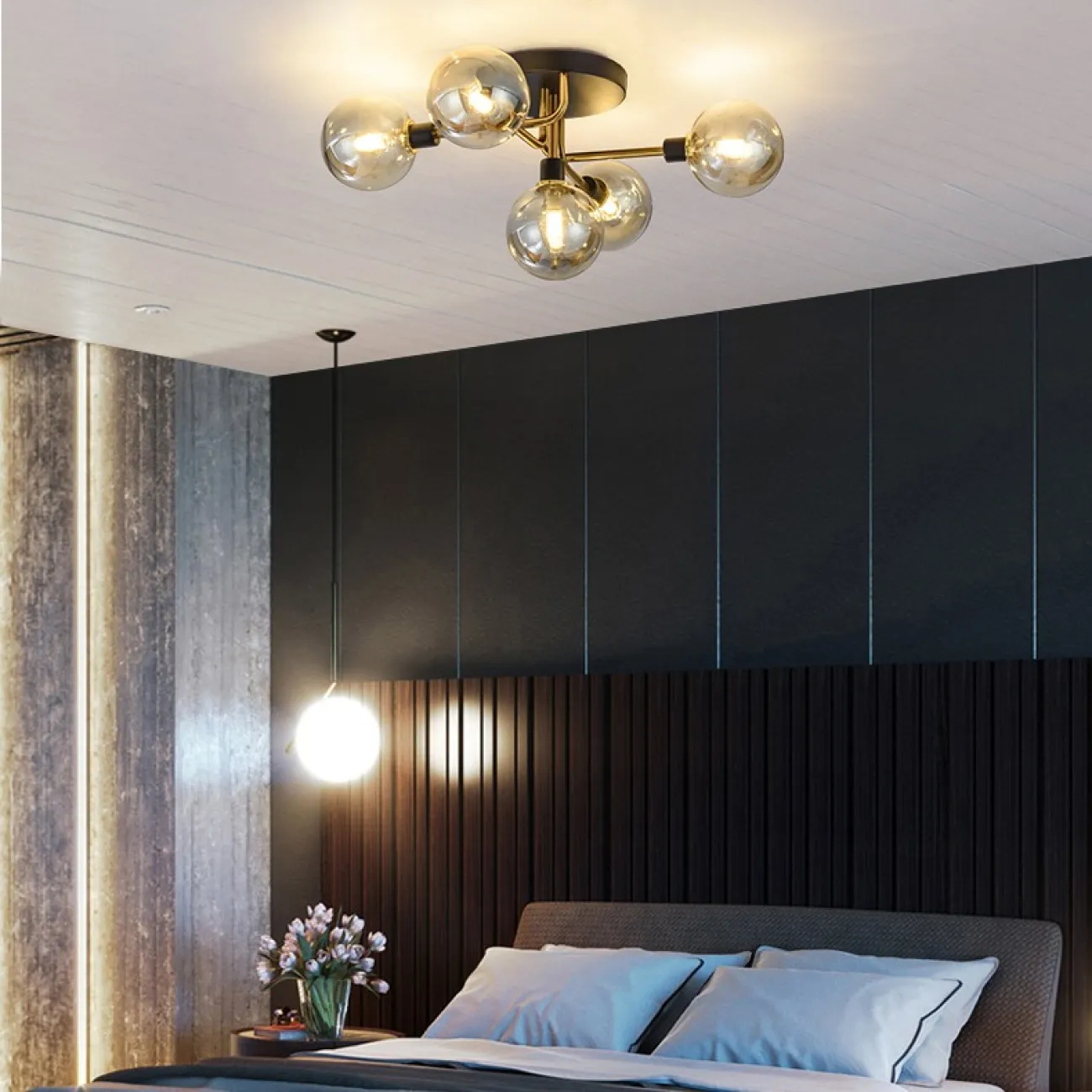 Подвесная люстра NEXO 5 Белый, Серебро от ImperiumLoft