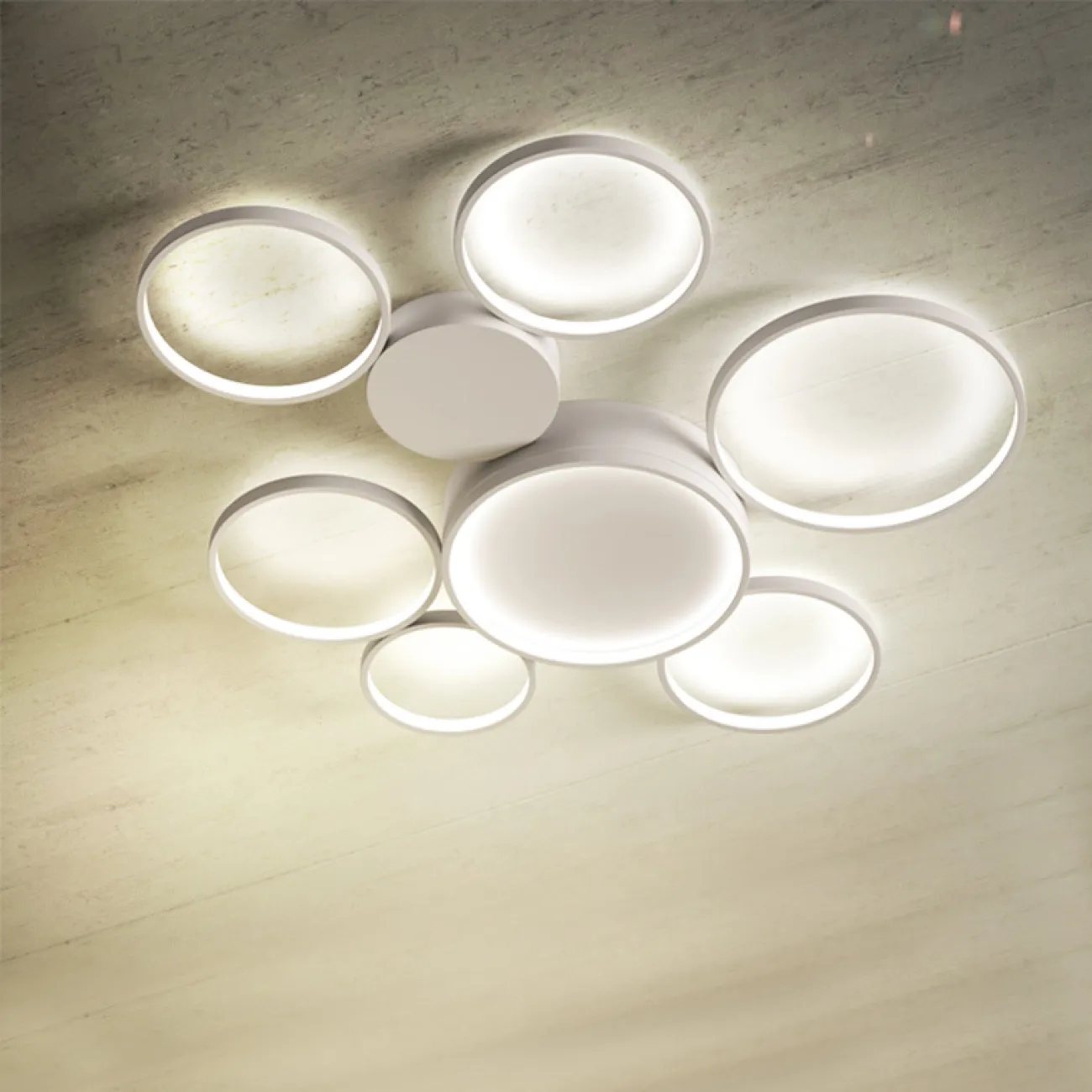 Потолочная люстра в виде колец TWINE 5 rings White от ImperiumLoft Потолочная люстра в виде колец TWINE 5 rings White от ImperiumLoft