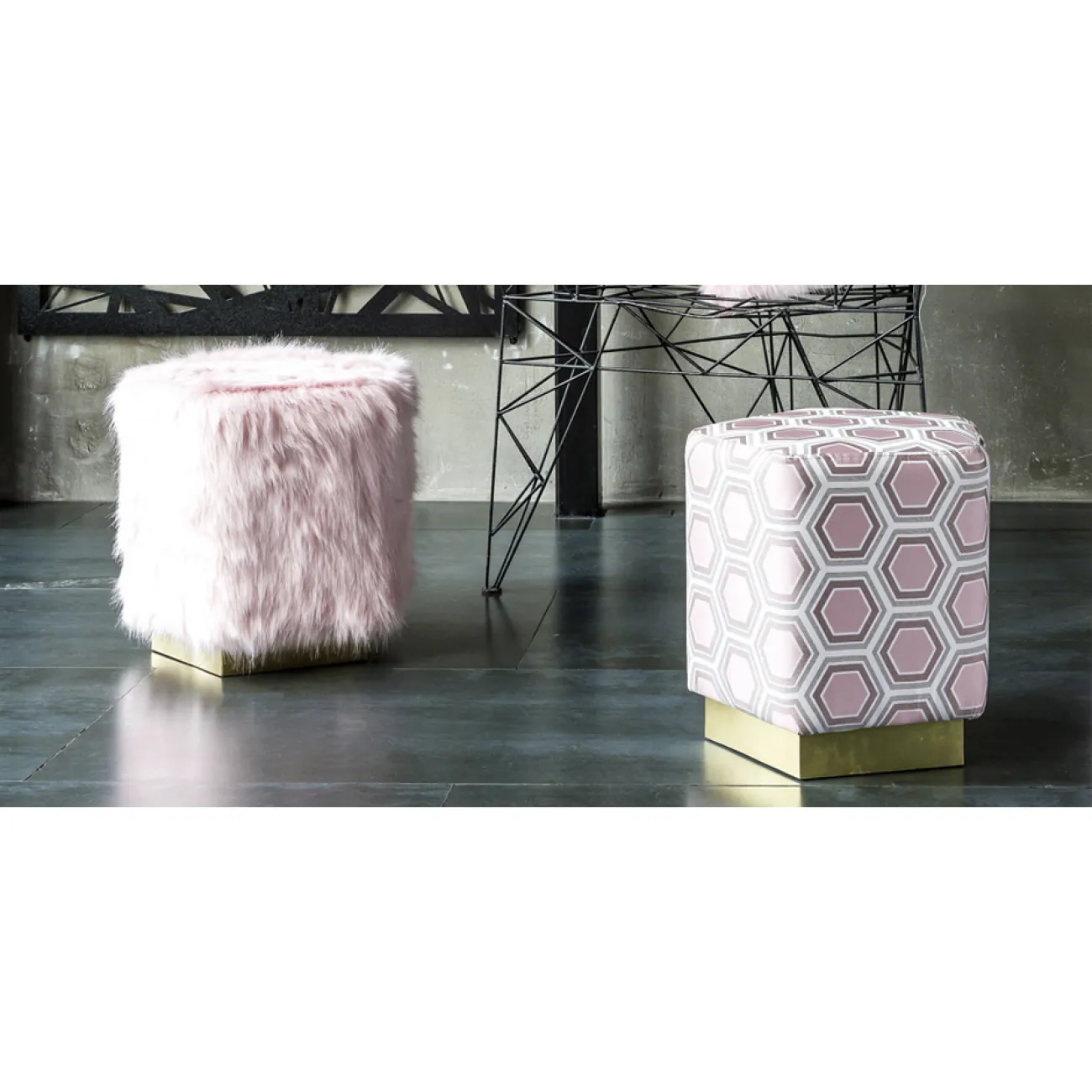 Пуф Hexagon Pink Geometry от LaLume