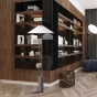 Серия дизайнерских торшеров с текстильным абажуром конической формы на двойной стойке с цилиндрическим основанием PERU Black
