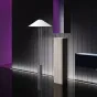Серия дизайнерских торшеров с текстильным абажуром конической формы на двойной стойке с цилиндрическим основанием PERU Black