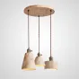 Готовая комбинация подвесных светильников с каменным корпусом геометрической формы и деревянным креплением MODESTUS COMBO D30 Light brown
