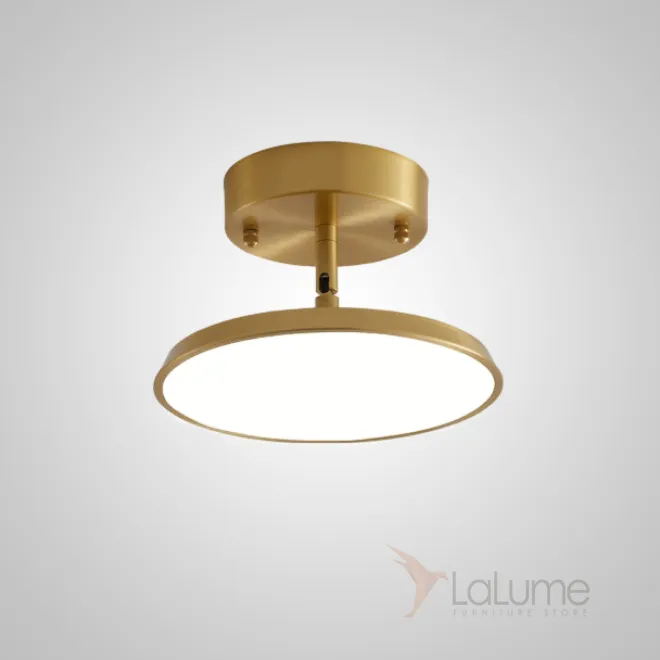 Серия потолочных светодиодных светильников с дисковидным корпусом на шарнирной стойке из латуни BIRK D12 Brass