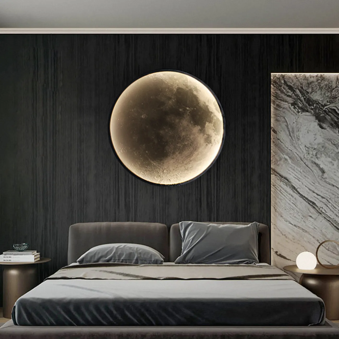 Круглый настенный светильник с изображением Луны COSMOS MOONLIGHT D50 3000К