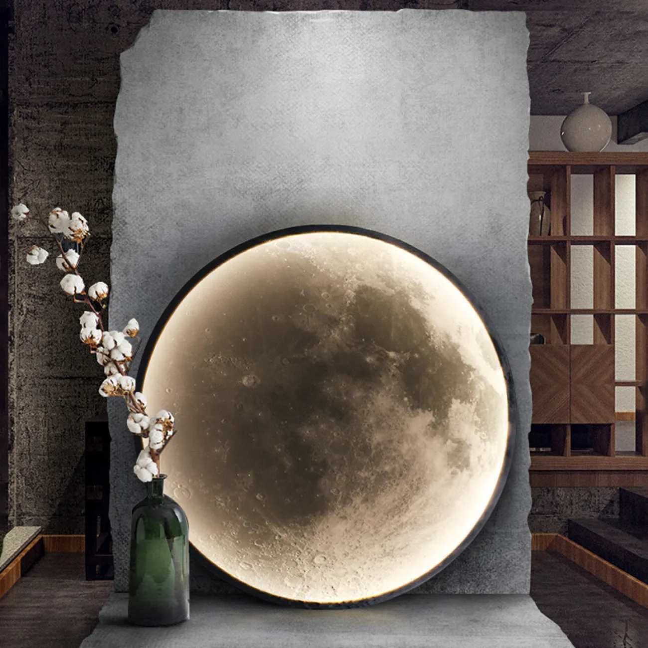 Круглый настенный светильник с изображением Луны COSMOS MOONLIGHT D50 3000К