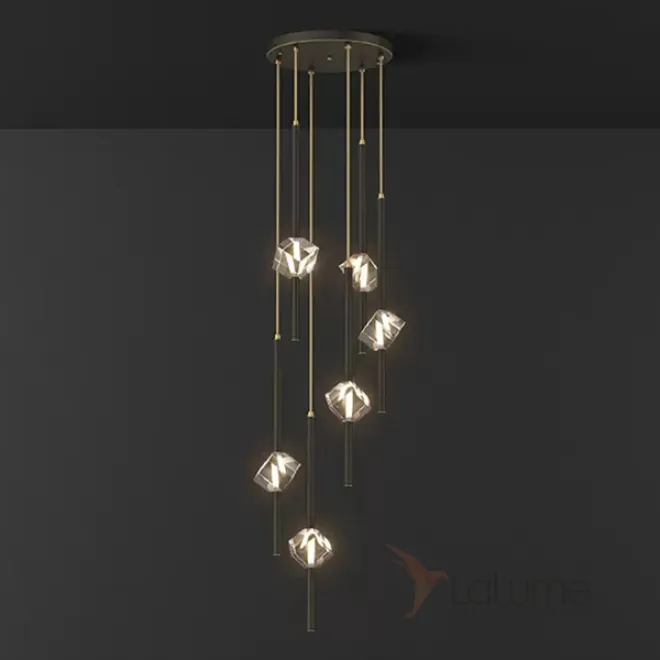 Готовая комбинация подвесных светодиодных светильников с хрустальными ромбовидными плафонами SOCRATES B COMBO L6 Black