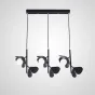 Готовая комбинация подвесных светильников с шарообразными стеклянными плафонами с рассеивателями в виде лепестков JANITA BW COMBO Black Планка