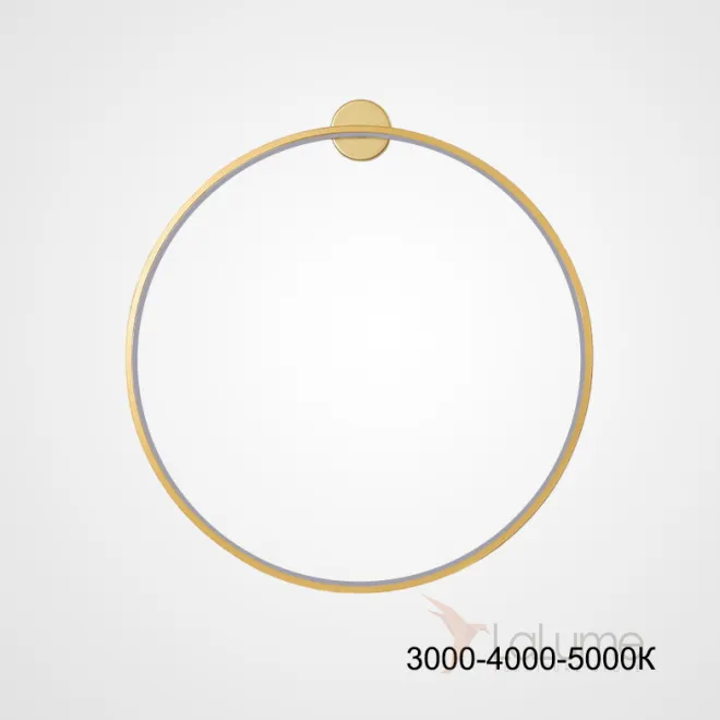 Серия настенных светильников в виде черных металлический колец разного диаметра с LED-подсветкой по контуру корпуса с круглым креплением GUARD B D60 Brass Трехцветный свет