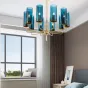 Люстра Hans-Agne Jakobsson Brass & Blue Glass Tube Chandelier Hans-Agne Jakobsson in 1970 15 Синий от ImperiumLoft