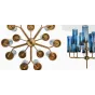 Люстра Hans-Agne Jakobsson Brass & Blue Glass Tube Chandelier Hans-Agne Jakobsson in 1970 15 Синий от ImperiumLoft