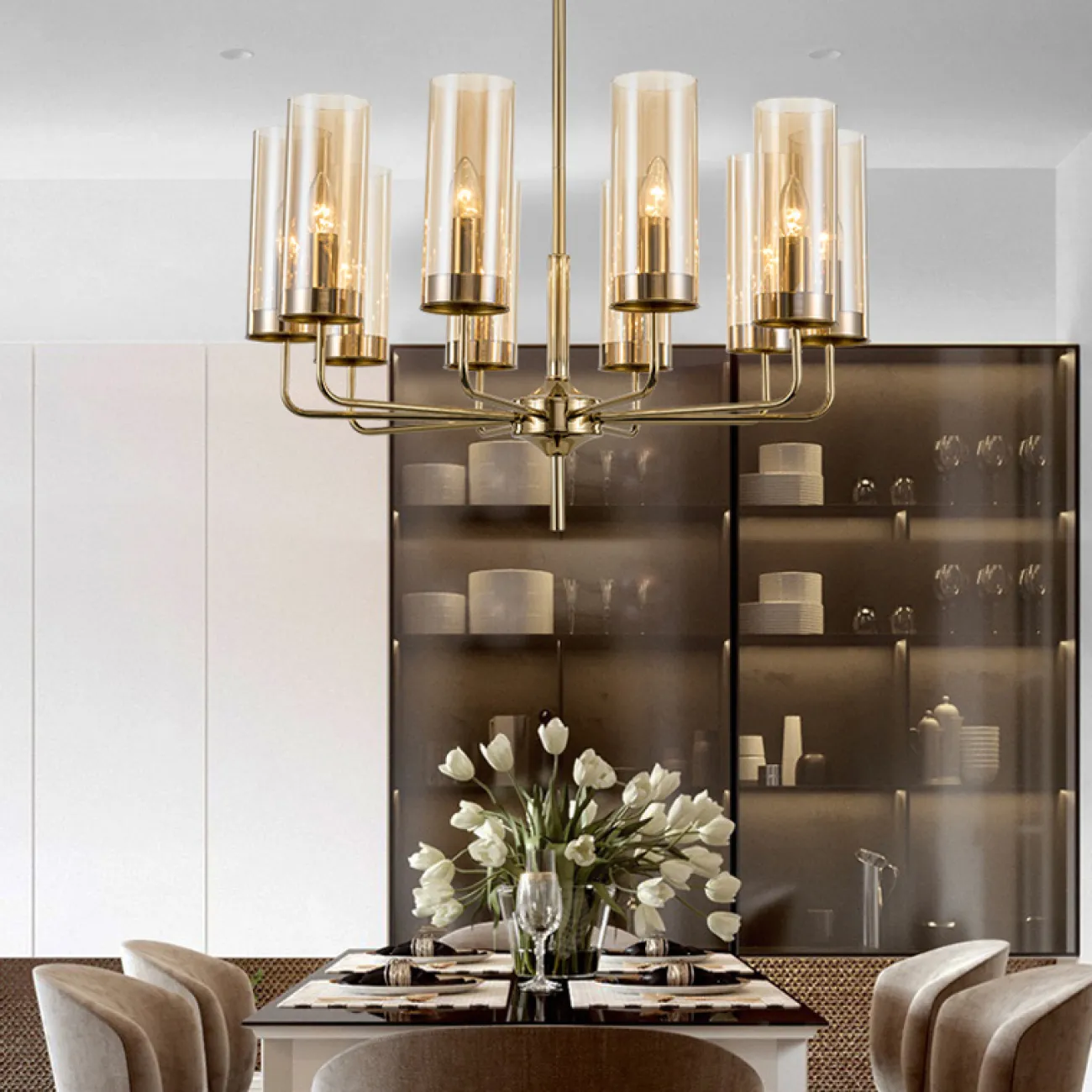 Люстра Hans-Agne Jakobsson Brass & Blue Glass Tube Chandelier Hans-Agne Jakobsson in 1970 15 Синий от ImperiumLoft