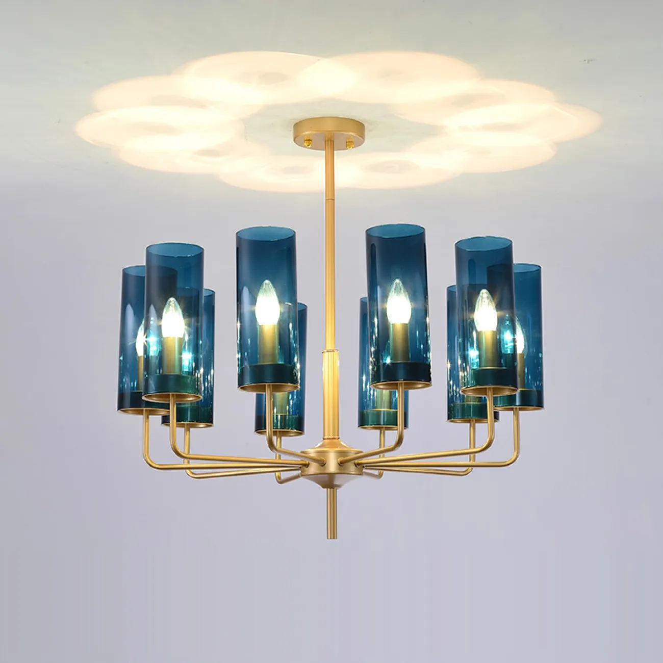 Люстра Hans-Agne Jakobsson Brass & Blue Glass Tube Chandelier Hans-Agne Jakobsson in 1970 8 Коричневый от ImperiumLoft