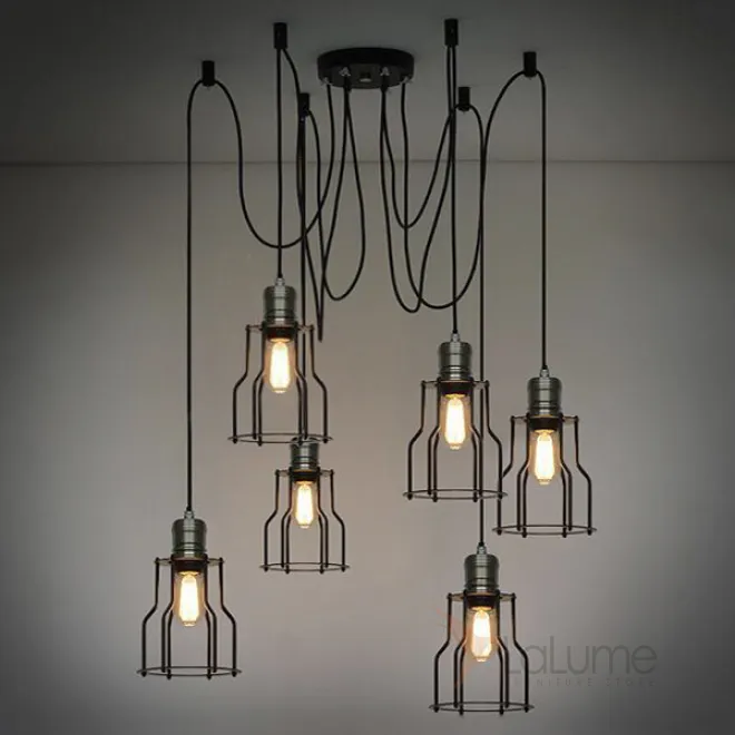 Люстра Loft Industrial 6 wire Cage Filament Pendant от LaLume