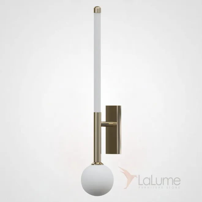 Настенный светодиодный светильник с цилиндрическим и шарообразным плафоном на одном вертикальном кронштейне HELGA