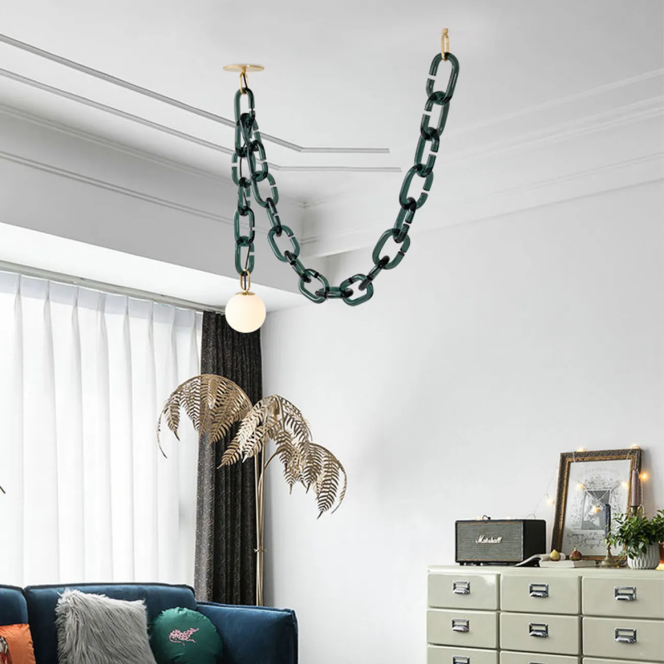 Подвесной светильник CHAIN 2 green от ImperiumLoft