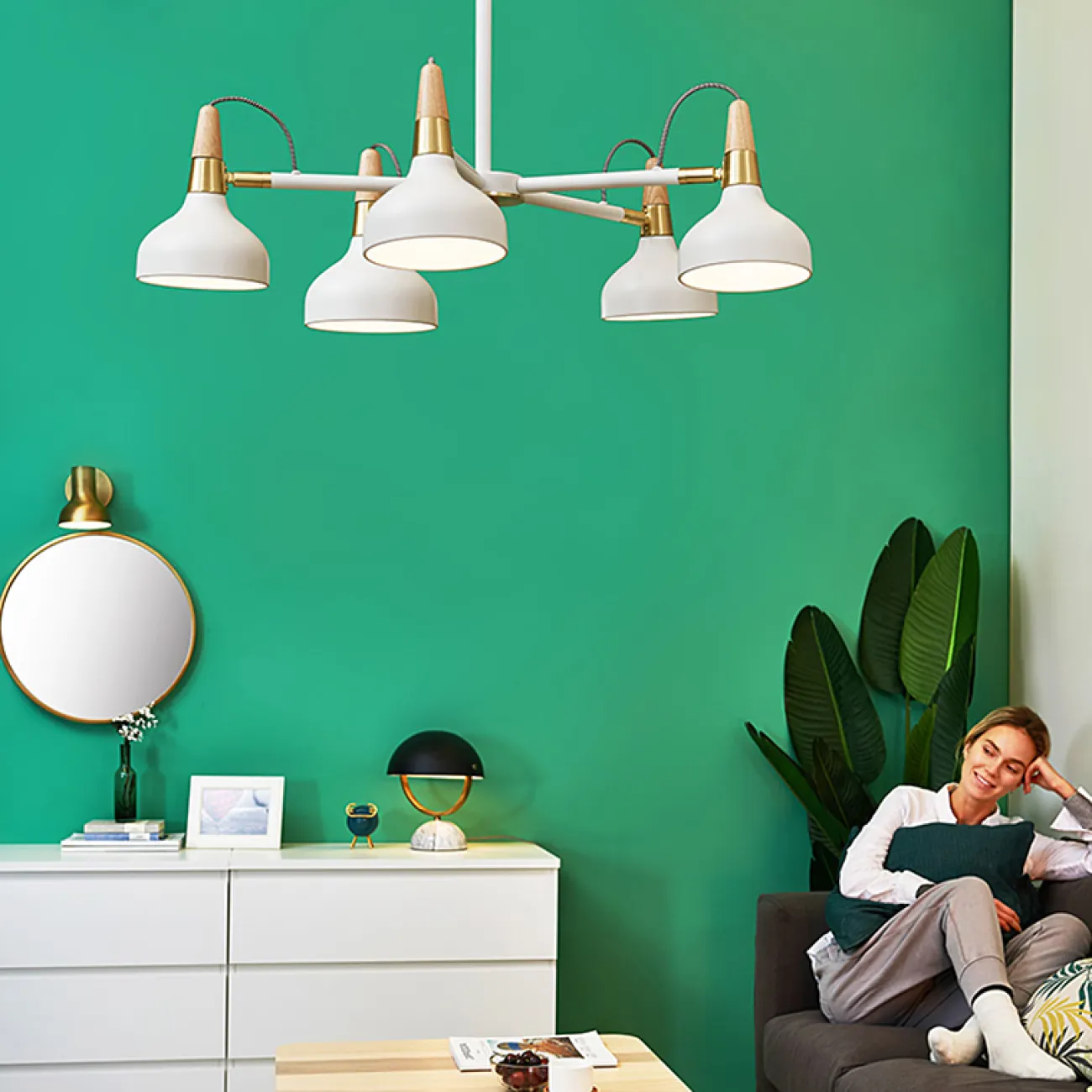 Люстра на штанге OPLAND A 5 lamps White от ImperiumLoft