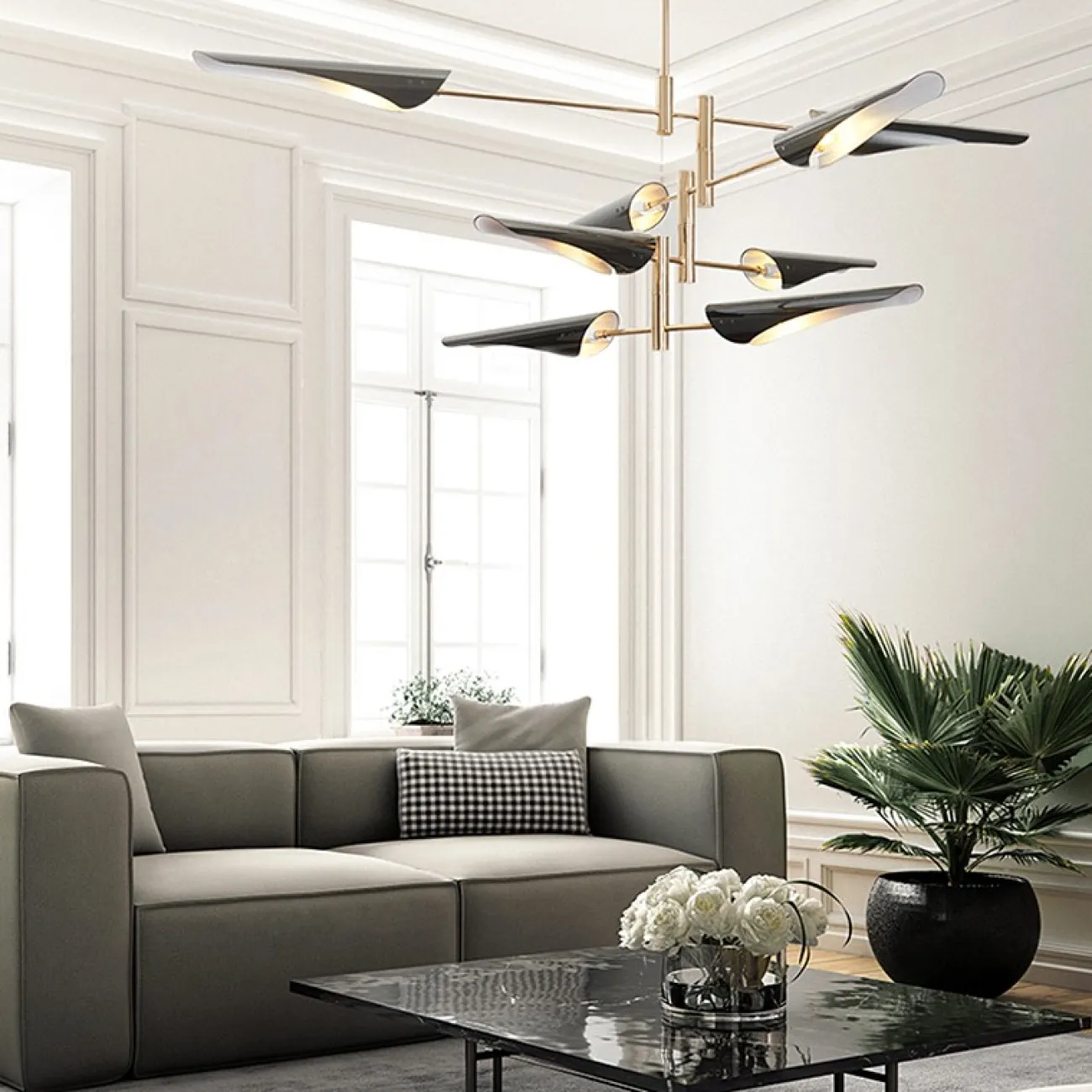 Подвесная люстра BEAM 6 Белый от ImperiumLoft