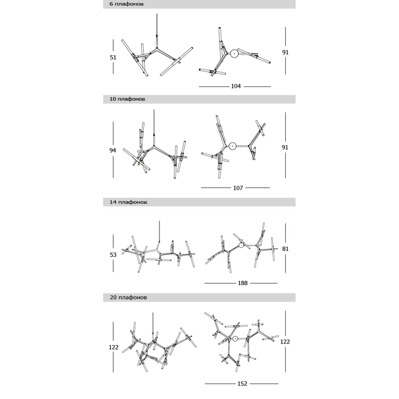 Люстра Агнес Chandelier Summer 8 Black от ImperiumLoft