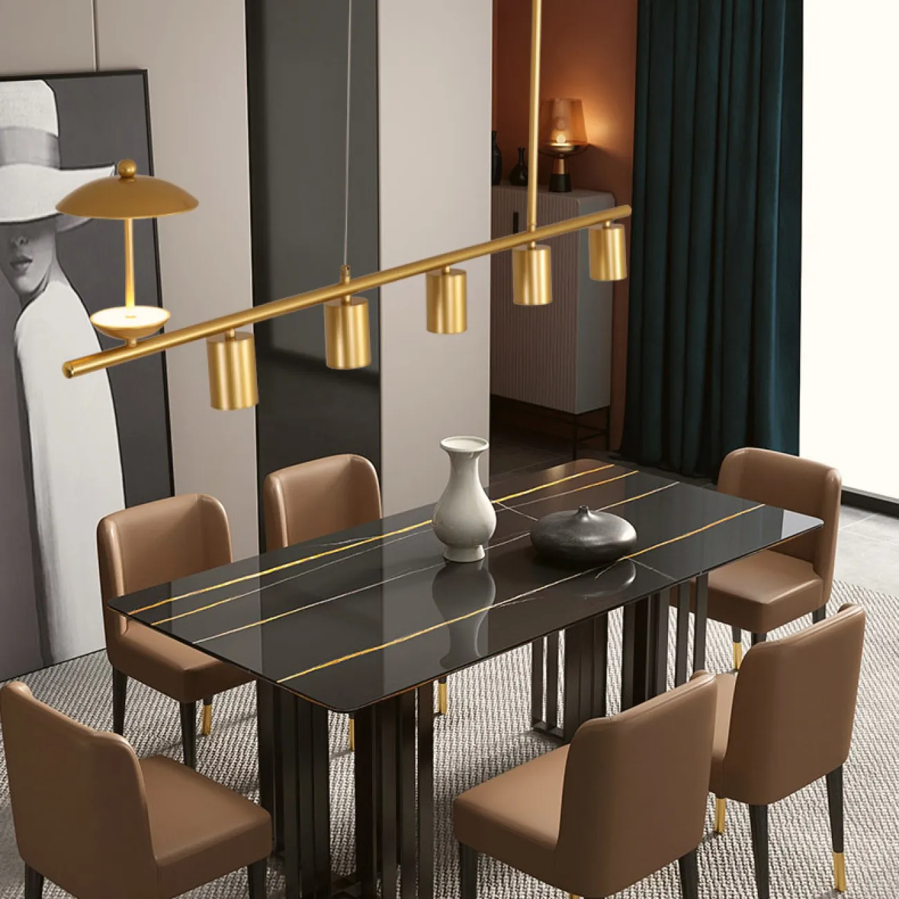 Подвесной светильник HETLEY L120 Gold Black от ImperiumLoft