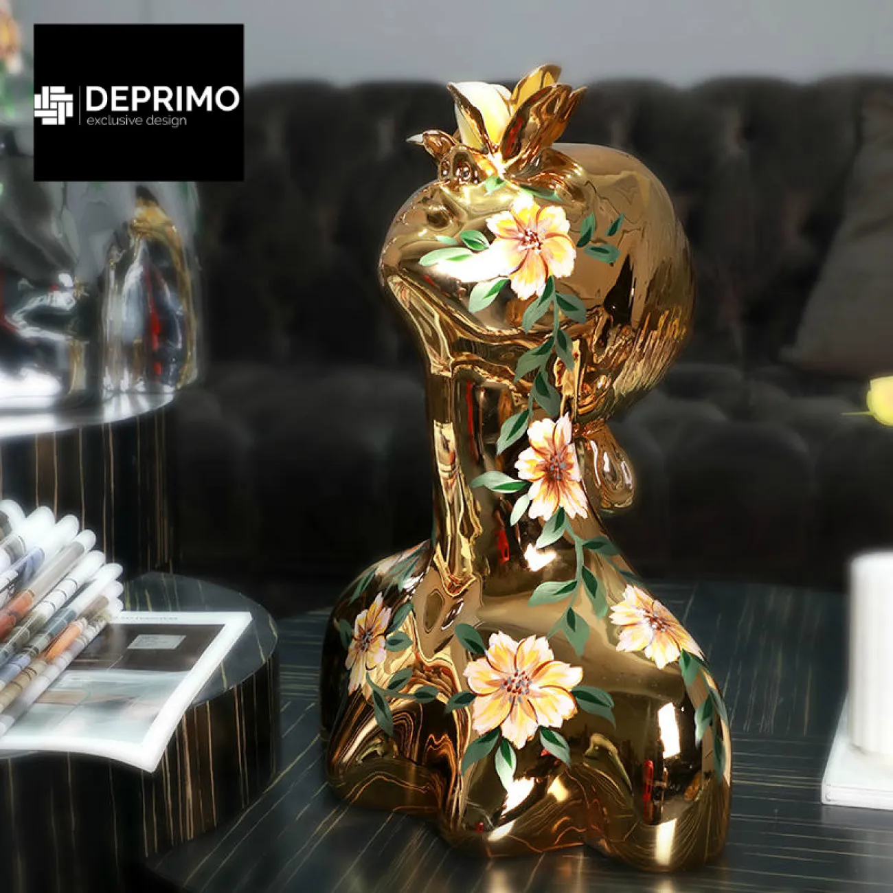 Дизайнерская скульптура девушки с цветком LaLume-SKT00134