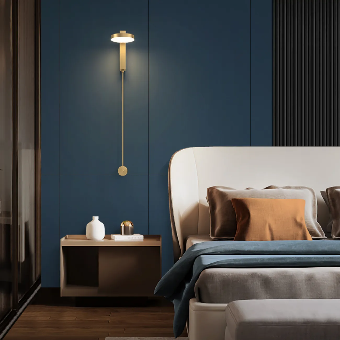 Настенный светодиодный светильник с дисковидным поворотным плафоном на кронштейне с круглым и прямоугольным креплением DENZIL LUX