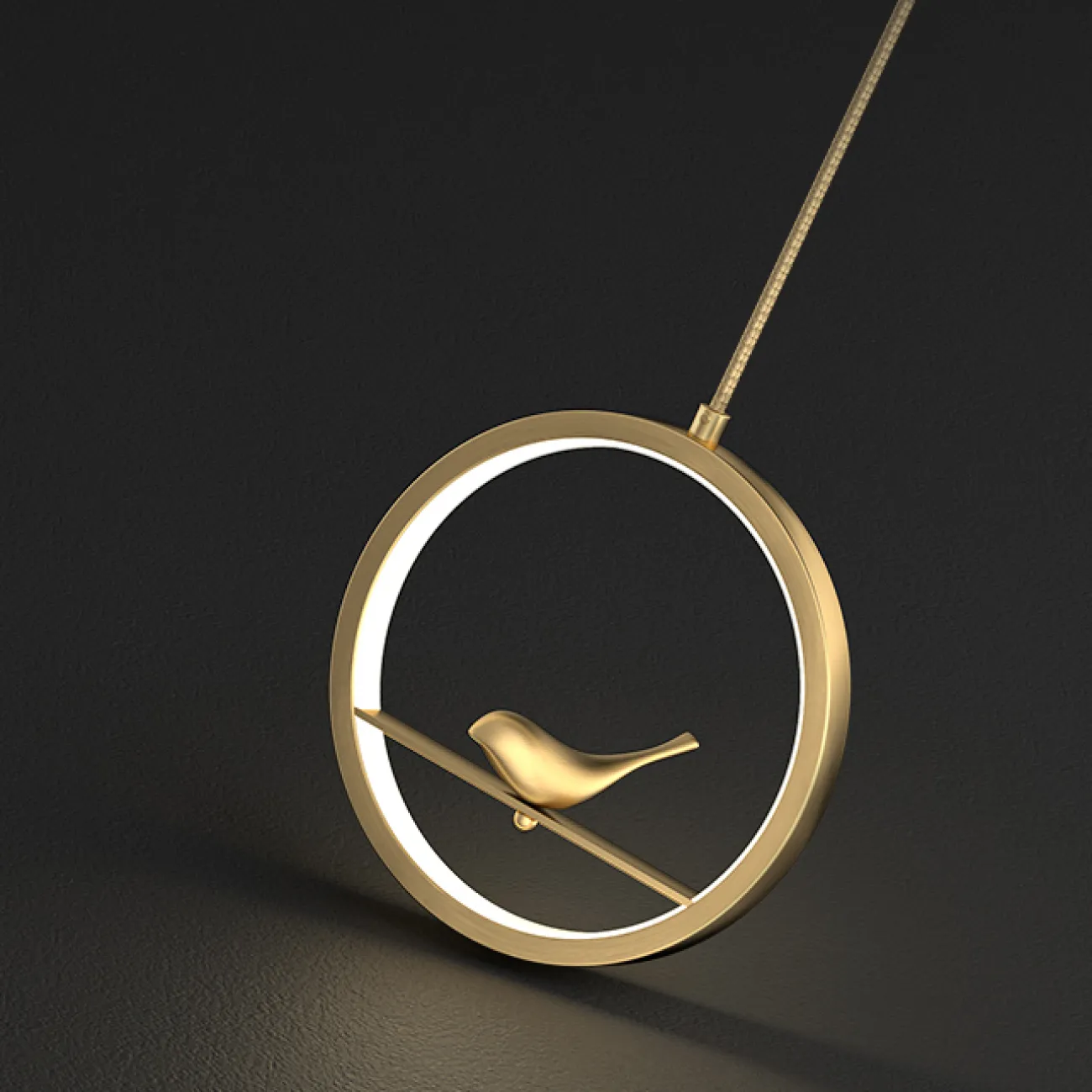 Серия настенных светильников с декоративной птицей на кольцевом каркасе с внутренней LED-подсветкой KOLIBRI WALL D30