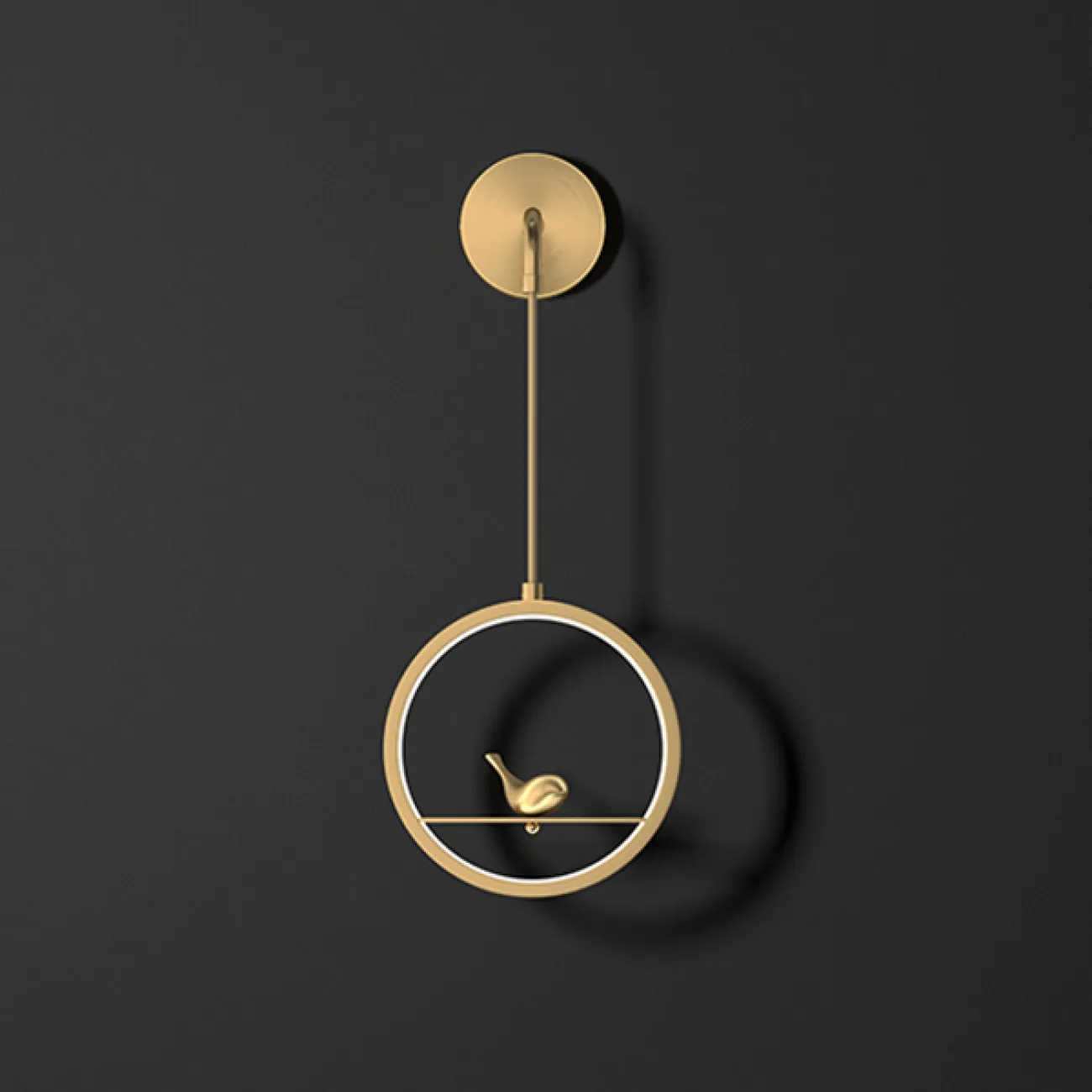 Серия настенных светильников с декоративной птицей на кольцевом каркасе с внутренней LED-подсветкой KOLIBRI WALL D30