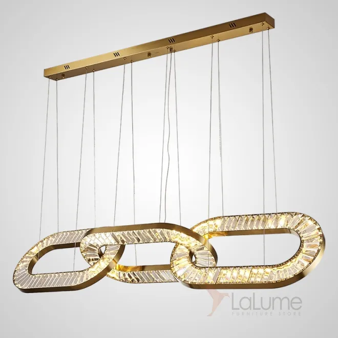 Готовая комбинация подвесных светодиодных светильников c закольцованными плафонами из прямоугольных хрустальных пластин CELEBRATE L168