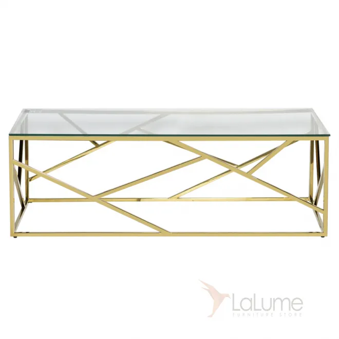 Кофейный стол Serene Furnishing Gold Clear Glass Top coffee table