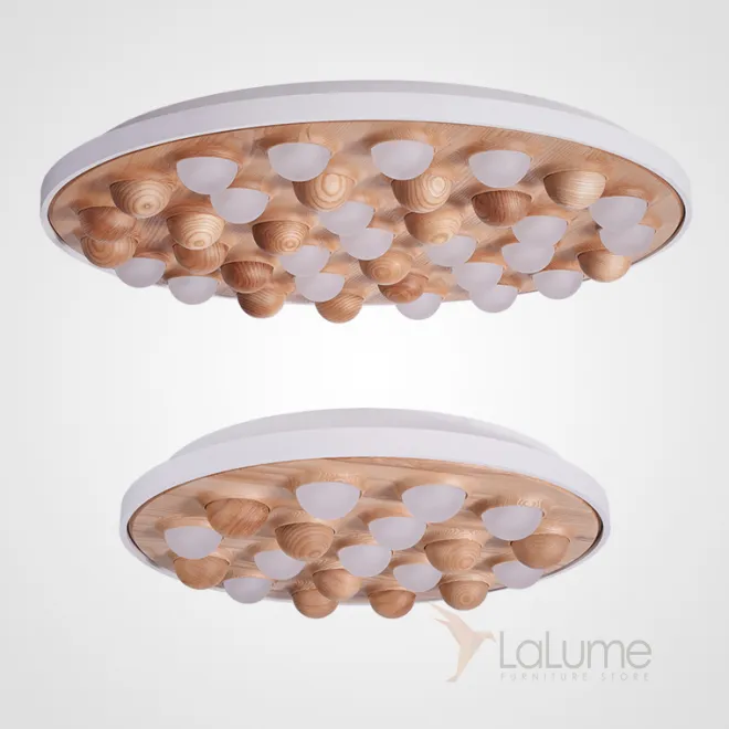 Потолочная люстра PIE D60 White/Light wood от ImperiumLoft