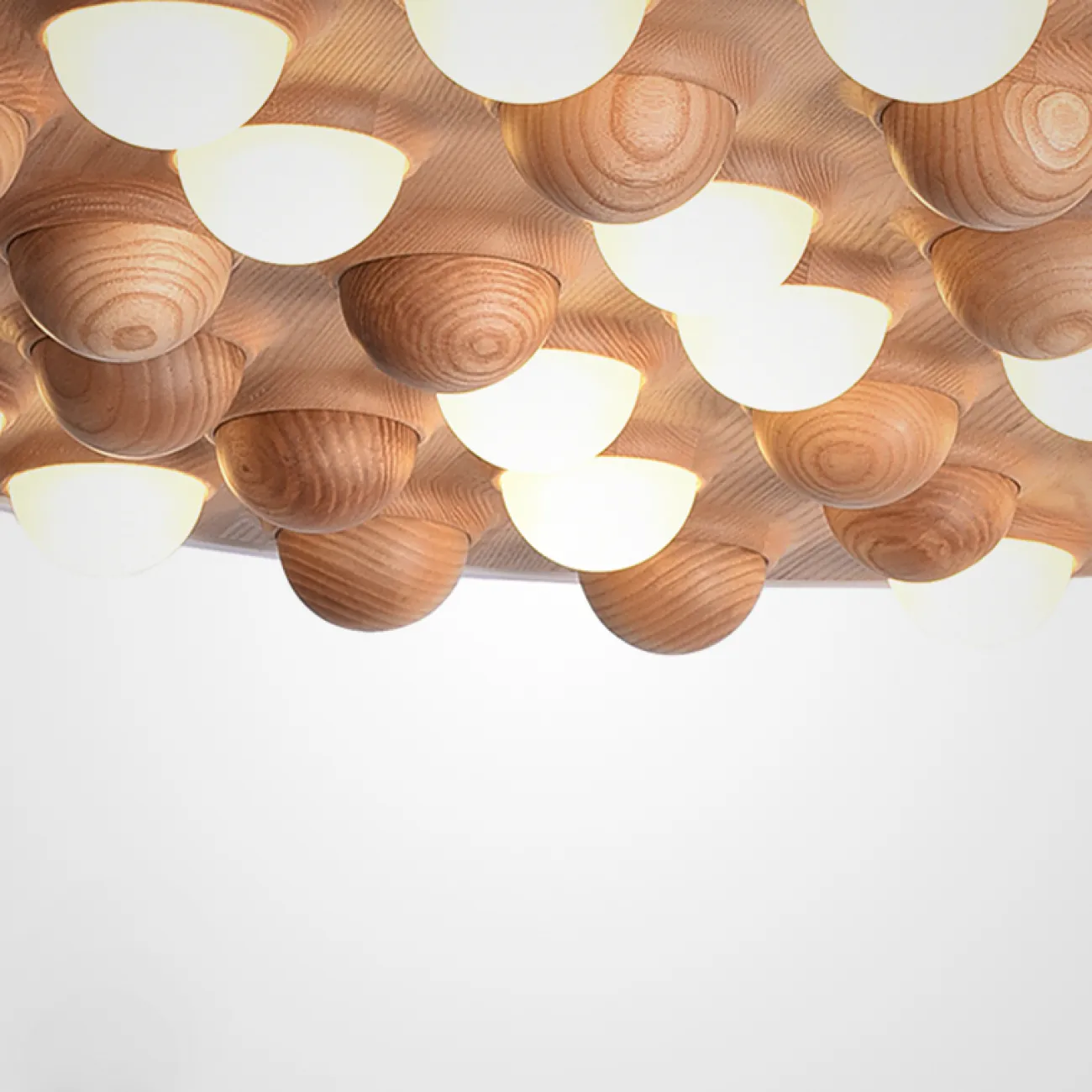 Потолочная люстра PIE D80 White/Light wood от ImperiumLoft