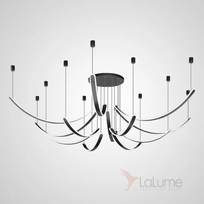 Готовая комбинация подвесных светодиодных светильников c вытянутыми изогнутыми плафонами со скругленными краями TEOLINE L60+100 L12