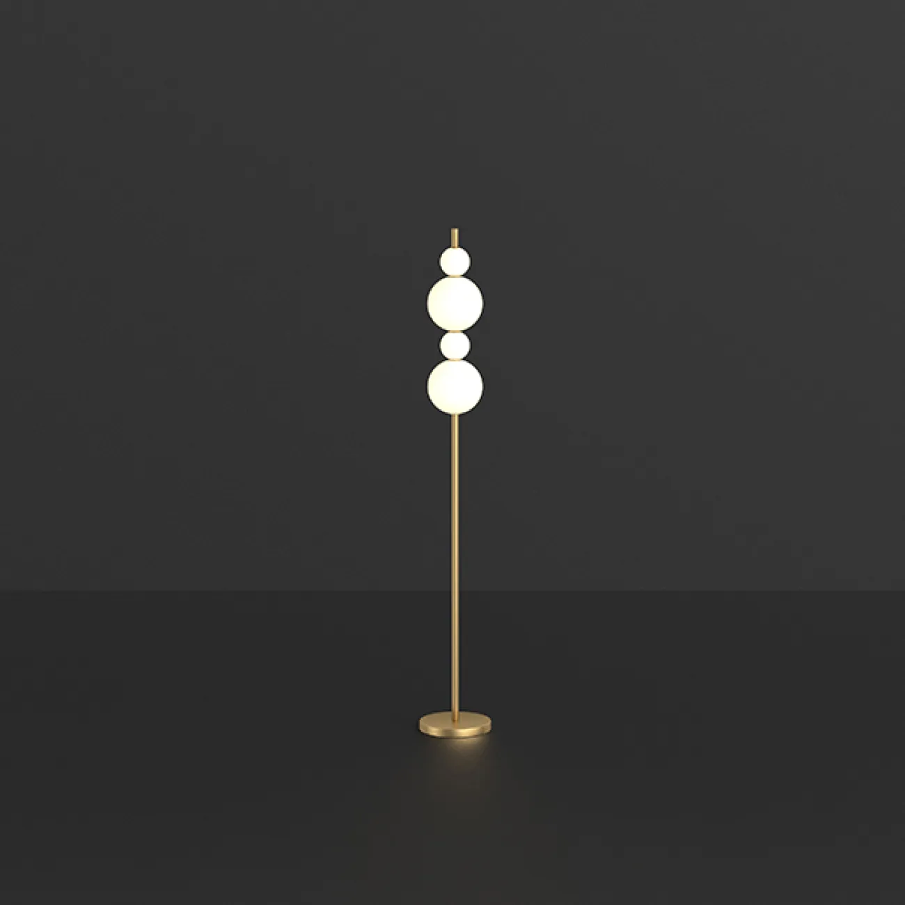 Серия напольных светильников с белыми шарообразными плафонами на вертикальной стойке из настоящей латуни KLABBE H140