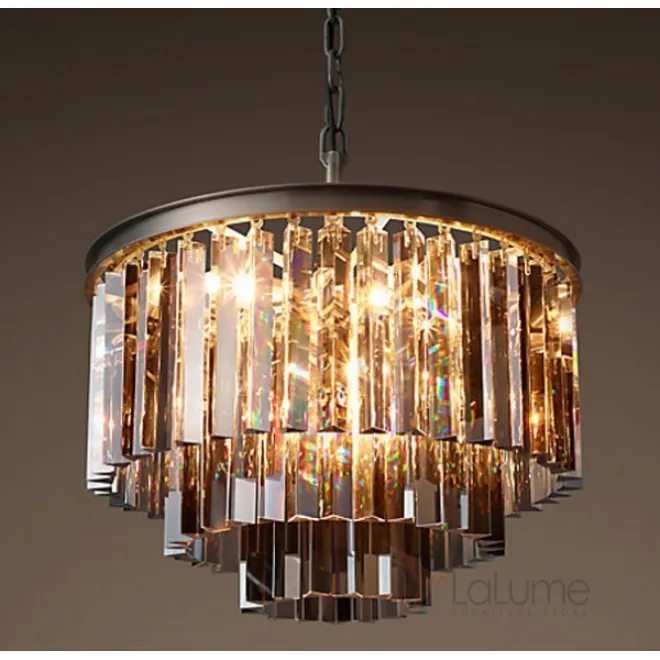 Люстра RH 1920s Odeon Smoke Glass Fringe Chandelier - 3 rings от LaLume