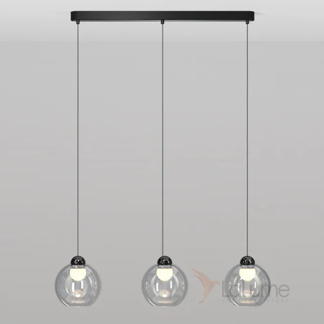 Готовая комбинация подвесных светодиодных светильников c шарообразными плафонами из прозрачного стекла NELSON TRIO L78