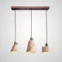 Готовая комбинация подвесных светильников с каменным корпусом геометрической формы и деревянным креплением MODESTUS COMBO L60 Dark brown