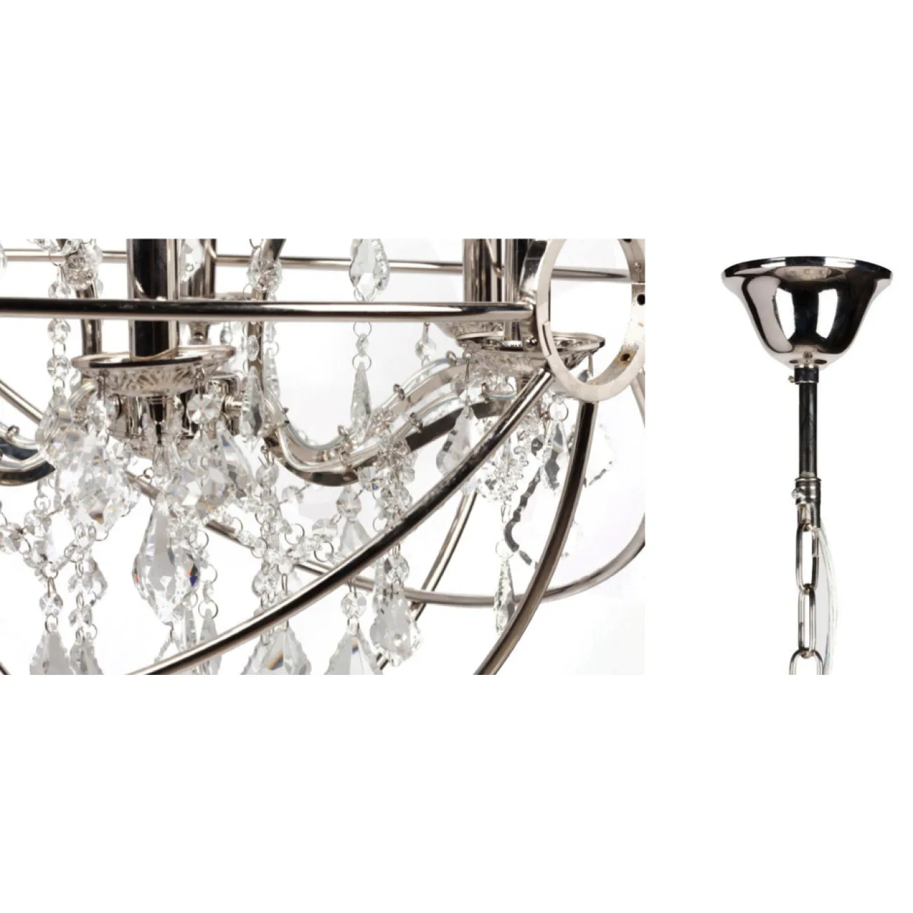 Люстра RH Foucault's Orb Crystal Chandelier Polished Nickel Small от LaLume