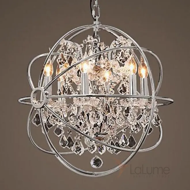 Люстра RH Foucault's Orb Crystal Chandelier Polished Nickel Small от LaLume