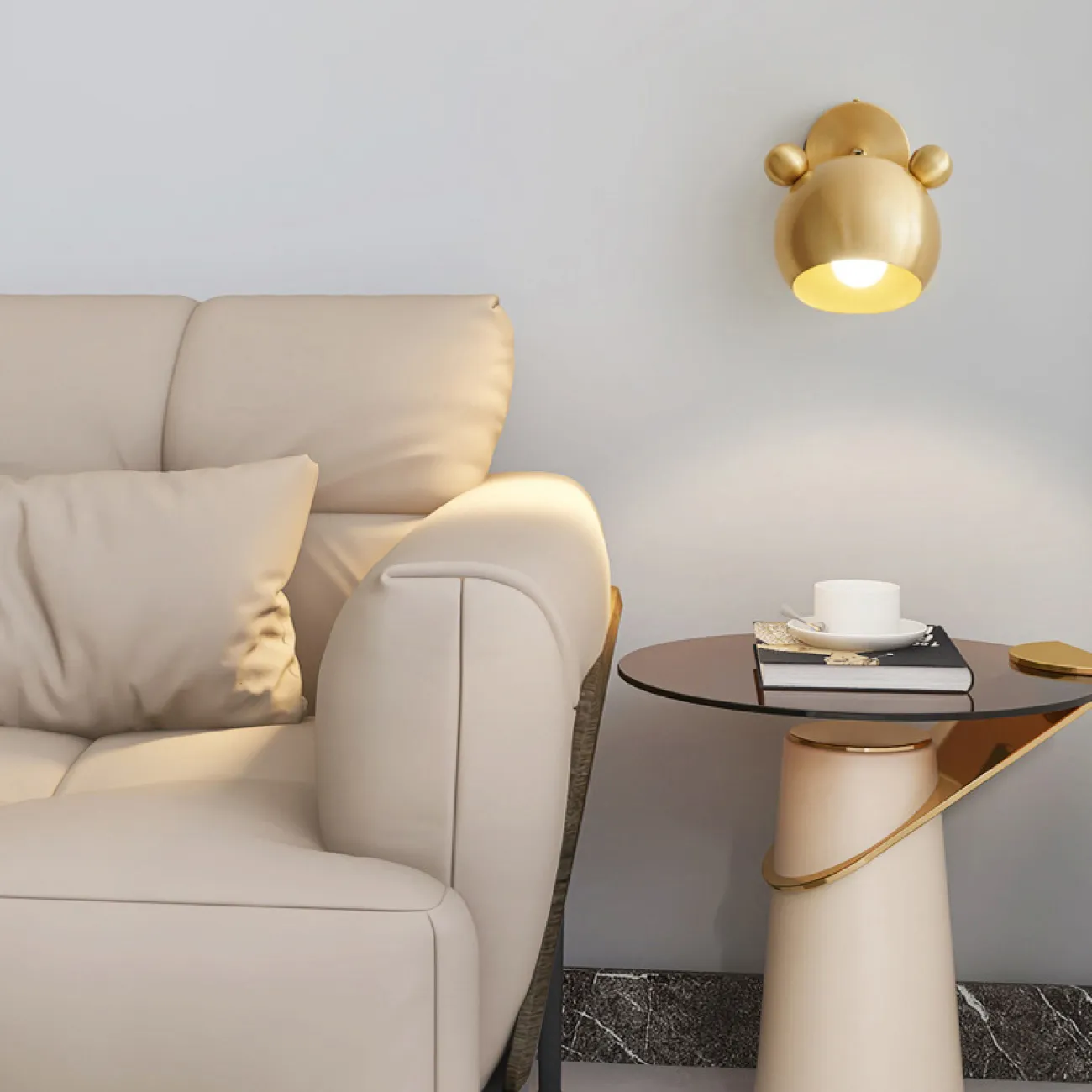 Серия настенных светильников с латунным корпусом в игровом стиле BEAR W Brass