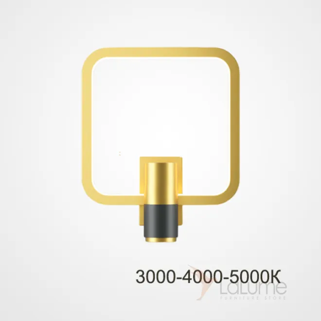 Серия настенных светильников в виде комбинации цилиндрического плафона и геометрической рамки с LED-подсветкой DAGVEIG B Brass Трехцветный свет