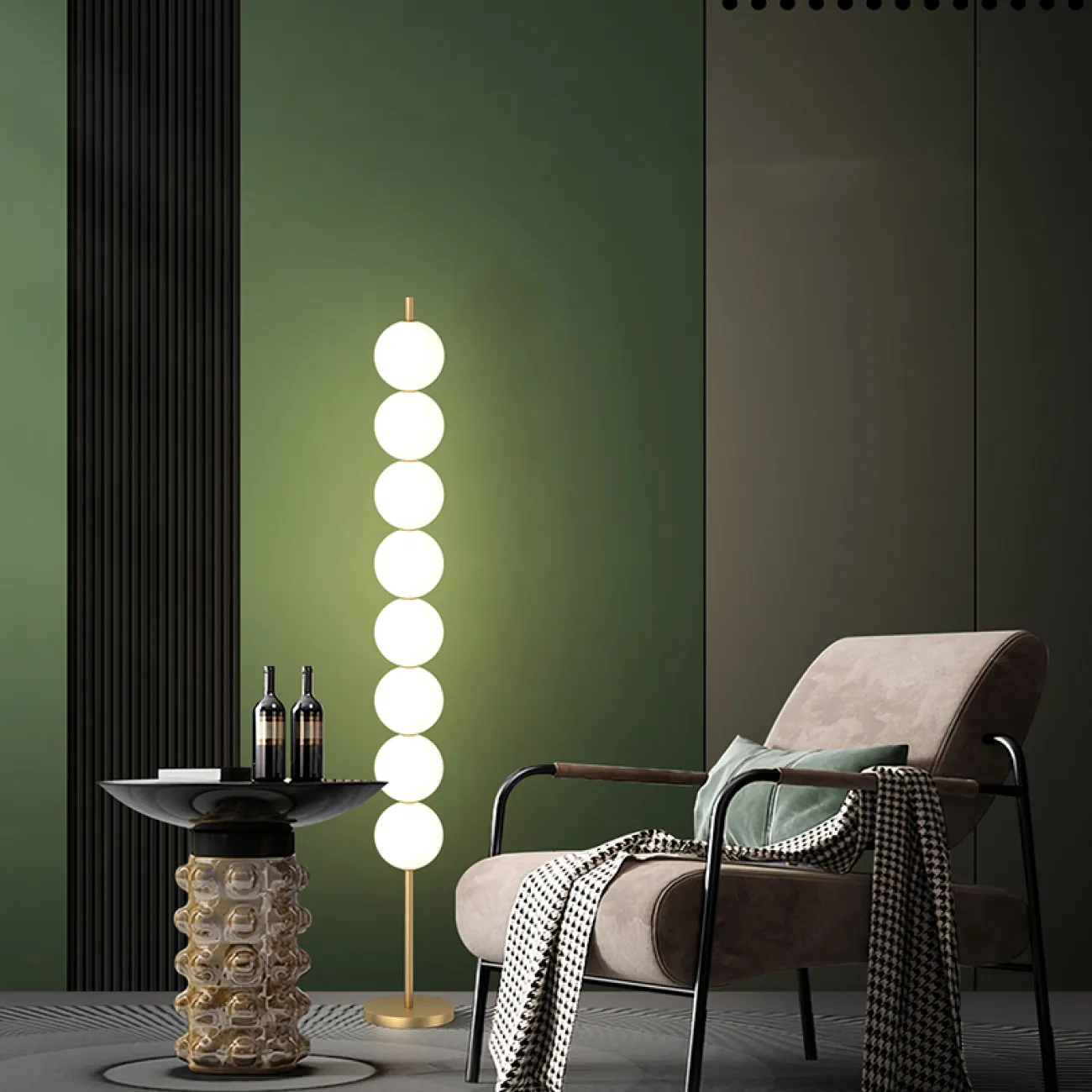 Серия напольных светильников с белыми шарообразными плафонами ASTOR H160