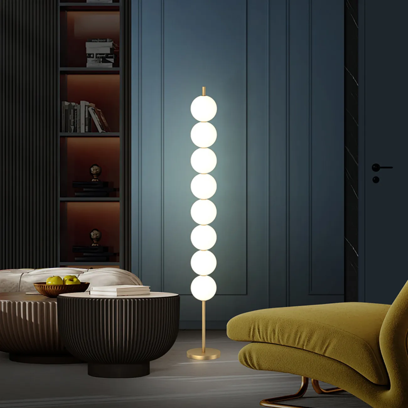 Серия напольных светильников с белыми шарообразными плафонами ASTOR H160