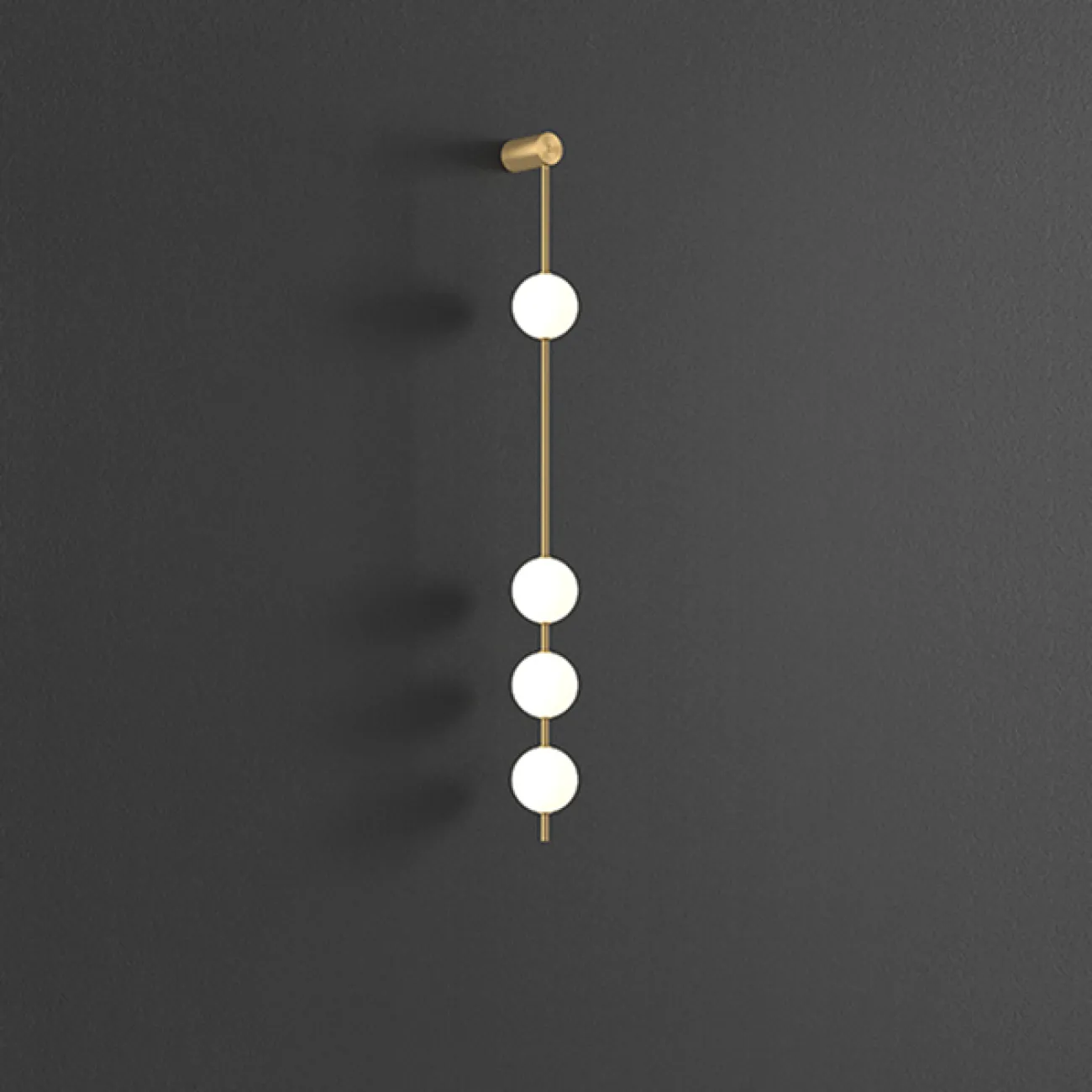 Серия настенных светильников с белыми шарообразными плафонами на вертикальной стойке из настоящей латуни ADILS WALL H130 Серия настенных светильников с белыми шарообразными плафонами на вертикальной стойке из настоящей латуни ADILS WALL H130