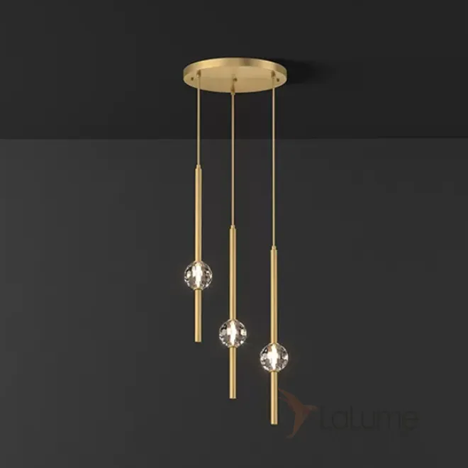 Готовая комбинация подвесных светодиодных светильников с хрустальными шарообразными плафонами SOCRATES COMBO D30 L3 Brass