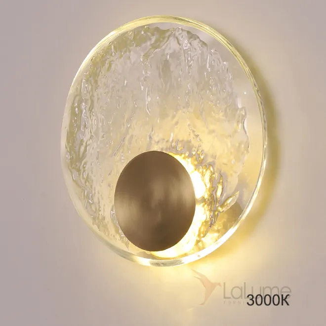 Настенный светодиодный светильник с дисковидным рельефным рассеивателем из хрусталя и круглым металлическим креплением LONA D20 3000К