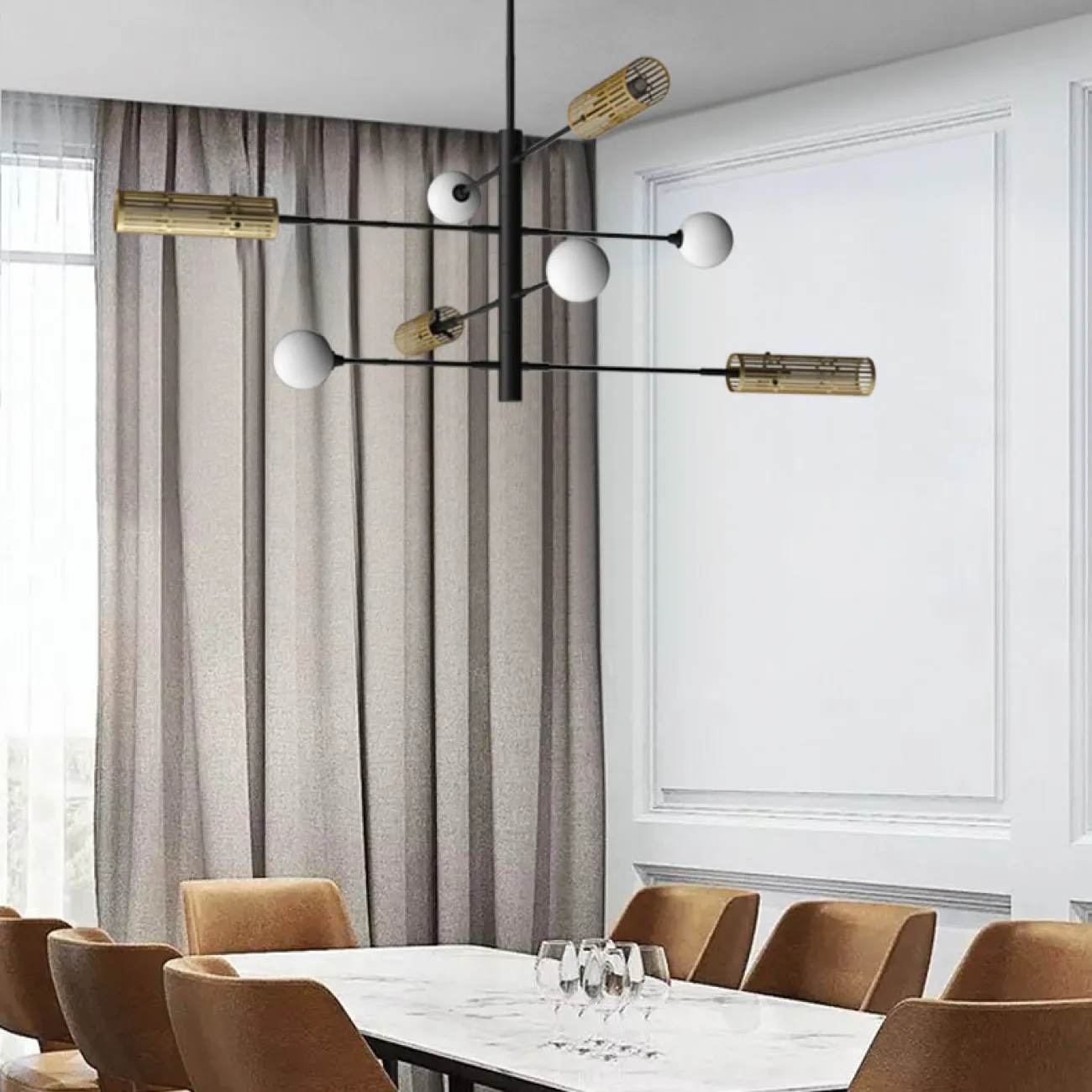 Люстра на штанге SWAY D130 8 lamps от ImperiumLoft